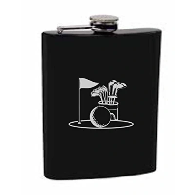 Image of Lucy G BLACK GOLF HF201 PERSONALISED ENGRAVED 6OZ HIP FLASK