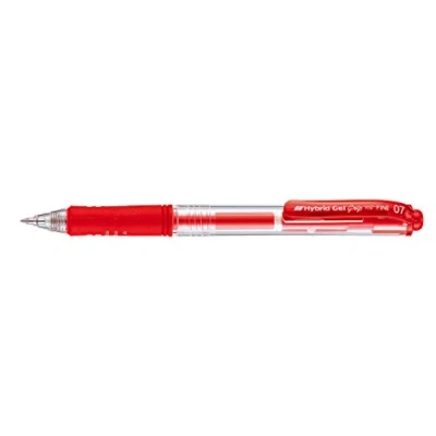 Image of Pentel Hybrid Gel Grip Pen Retractable 0.7mm Tip 0.35mm Line Red Ref K157B [Pack of 12]