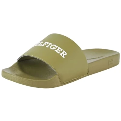 Image of Tommy Hilfiger, Men, Hilfiger Raised Pool Slide, Green, 6.5