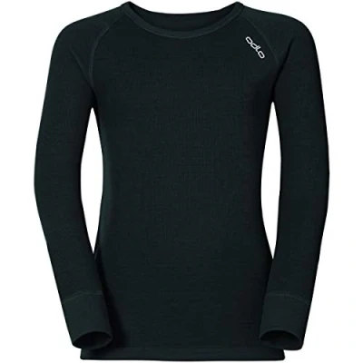 Image of Odlo Crew Neck Warm Long Sleeve Tee in Black Ideal for Cold Weather Running