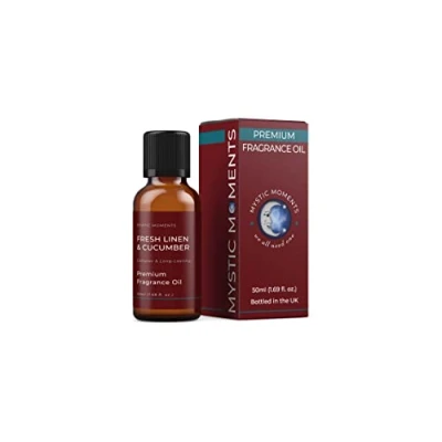 Image of Mystic Moments Fresh Linen &amp; Cucumber Fragrance Oil 50ml Perfect for Soaps, Candles, Bath Bombs, Burners, Diffusers and Skin Hair Care Items