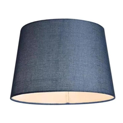 Image of 12 inch Textured Fabric Faux Linen Easy Fit Drum Shade Navy Blue Pendant Lamp Ideal for Living Rooms, Hallways and Bedrooms