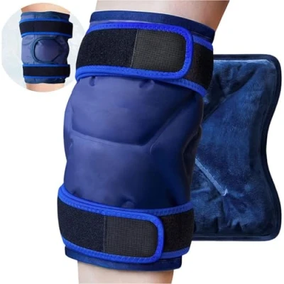 Image of Enhanced Knee Ice Pack Wrap, Reusable Gel Wrap Around Entire for Pain Relief Leg Injuries Cold Compression Tendonitis Arthritis Swelling Bruises Surgery Recovery(Navy blue