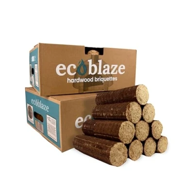 Image of Ecoblaze Hardwood briquettes 2 Boxes 24kg 20 Eco Heat Fire Logs Ideal for Wood Burners, Log Firepits and Pizza Ovens Ready To Burn Burner Accessories