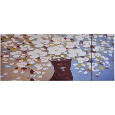 Image of vidaXL Canvas Wall Print Set Flowers in a Vase Multicolour 150x60 cm