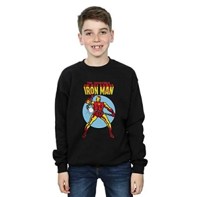 Image of Marvel Boys Avengers Iron Man Invincible Sweatshirt Black 5 6 Years