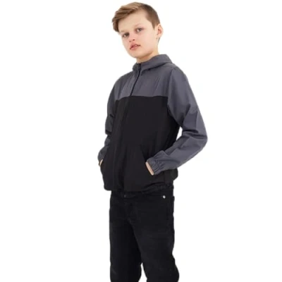 Image of BRAVE SOUL Kids Boys Ashblock Lightweight Windrunner Hooded Jacket