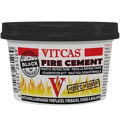 Image of VITCAS 500 gram Black Fire Cement Excellent Adhesion Converts To Rock Patching Repairing Fireplaces Stoves Boilers Easy Use Air Tight Seal Quick Repair Time
