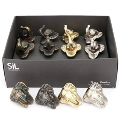 Image of Decorative Metal Elephant Furniture Door Drawer Cuboard Knob Gold Silver