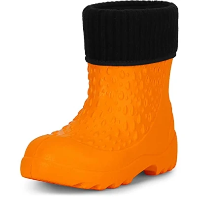 Image of Ladeheid Children&#039;s Girl&#039;s Boy&#039;s EVA Light Wellington Boots Rainy Wellies Rain LADW006 (Orange, 7/7.5 UK Child)