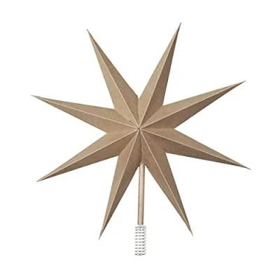 Image of Broste Copenhagen Top Star 70080390 Christmas Tree Topper Paper in Natural Brown 30 cm