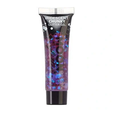 Image of Iridescent Chunky Face &amp; Body Glitter Gel by Moon Purple Cosmetic Festival Paint for Face, Body, Hair, Nails 12ml