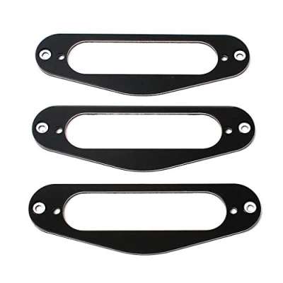 Image of Alnicov 3 Pcs Metal Single Coil Surround Pickup Plate Mounting Ring for TL Electrical Guitar Black