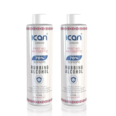 Image of ican london isopropyl rubbing Alcohol 70% First aid Antiseptic 1 litre (2 x 500ml)