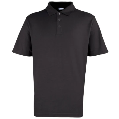 Image of Premier Mens Stud Heavyweight Plain Pique Polo Shirt (Black) Size X Large