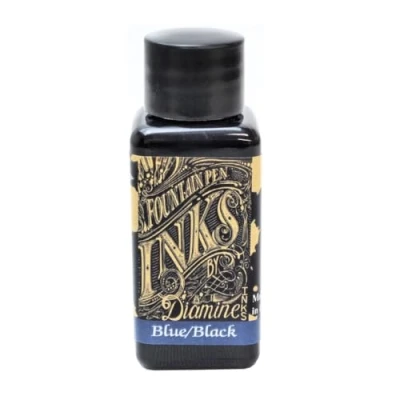 Image of Diamine 30ml Blue/Black fountain pen ink bottle