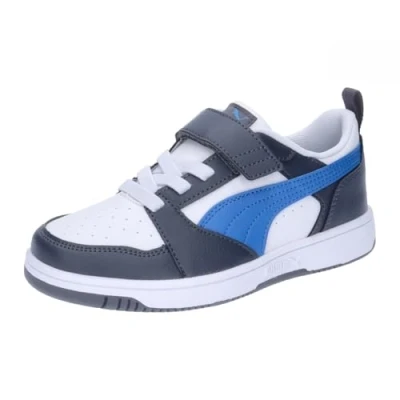 Image of PUMA Rebound V6 LO AC+ PS Sneaker, White HYPERLINK Blue Galactic Gray, 1.5 UK