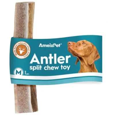 Image of AmeizPet Split Antler Chews For Dogs All Natural Dog Chews, Long Lasting Elk Bones Dogs, Durable Deer 1pc M Size