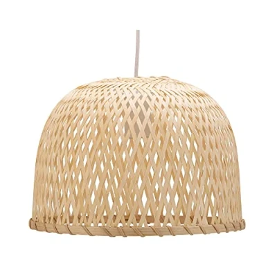 Image of Pauleen Woody Pearl pendant light bamboo lampshade