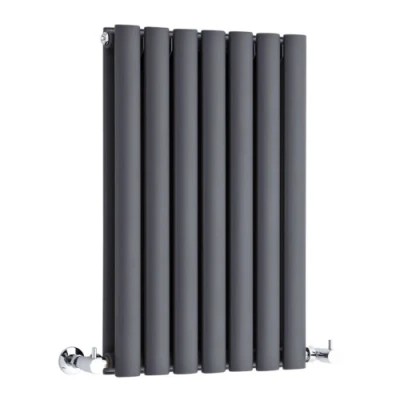 Image of Milano Aruba Anthracite Horizontal Double Oval Panel Radiator 635mm x 413mm