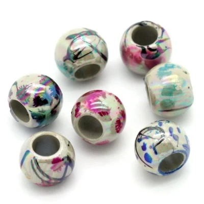 Image of 100 Acrylic Drawbench 8mm Beads AB Coated for Shimmer Large 4mm Hole J24729V