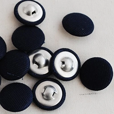 Image of 10 Fabric Covered Buttons Navy 2.8cm