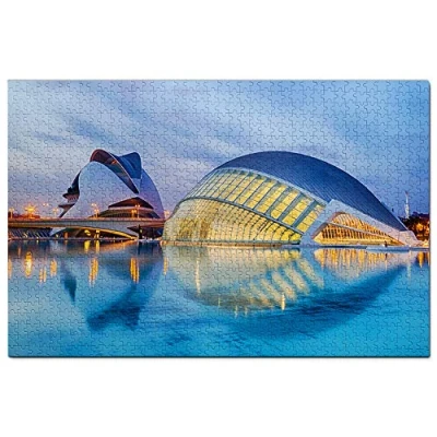 Image of Spain Science and Art City Valencia Jigsaw Puzzle for Adults 1000 Piece Wooden Travel Gift Souvenir