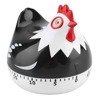 Image of Digital Kitchen Timer Lovely Chicken Shape Mechanical Alarm Gadgets Countdown Clock Reminder Mini Cooking 55 Minutes for Baking Sports Games Office(Black)