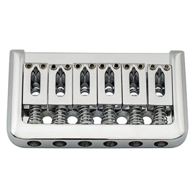 Image of Musiclily 52.5mm Edged Fixed Hardtail Guitar Bridge for 6 String Electric Guitar, Chrome