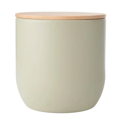 Image of KitchenCraft Idilica Kitchen Canister with Beechwood Lid, 12 x 12cm, Putty