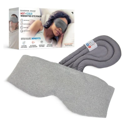 Image of Sharper Image Hot and Cold Weighted Eye Mask Warming &amp; Cooling Sleep Mask, Blackout for Puffy Eyes, Sinus Pressure, Microwave Heated or Freezable Cover Sleeping, Travel Relaxation