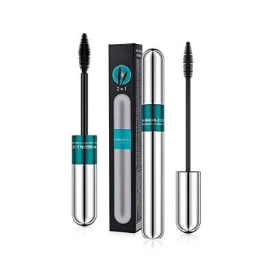 Image of 2 in 1 Lash Cosmetics Vibely Mascara, 4D Silk Fiber Long Mascara Black Waterproof, for Natural Lengthening and Thickening Effect (Blue)