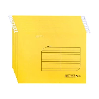 Image of A4 Suspension Files,25PCS Hanging Filing Folders with Tab and Card Inserts,Filing Cabinet for Office School Home File Organization(Yellow)