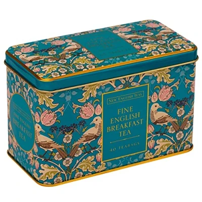 Image of New English Teas Song Thrush and Berries Tea Tin with 40 Breakfast Teabags