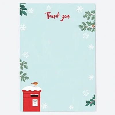 Image of Dotty about Paper Postbox &amp; Robin Special Delivery Christmas Thank You Notelet Pack of 20. Notelet, (28 0026)