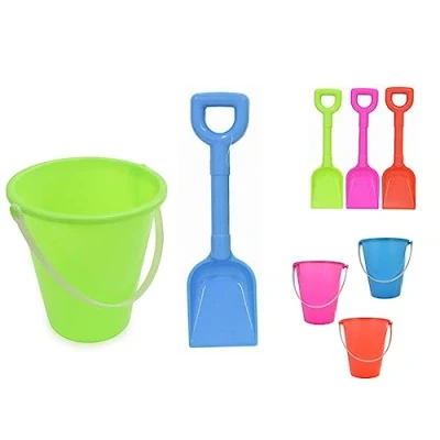 Image of Children 2 Piece Plastic Beach Spade &amp; Bucket Digging Toys Childs Garden Toy Sand And Kids Colour Varies One Set Supplied