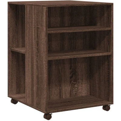 Image of vidaXL Side Table with Wheels Brown Oak 55x60x78 cm Engineered Wood