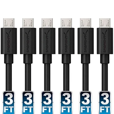 Image of SABRENT [6 Pack 22AWG Premium 90 cm Micro USB Cables High Speed 2.0 A Male to B Sync and Charge [Black] (CB UM63)