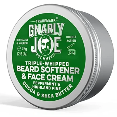 Image of Gnarly Joe Beard Softener and Face Cream 75 ml Triple Whipped Cocoa Shea Butter, Leave In Conditioner Balm Natural For Men (Peppermint Highland Pine)