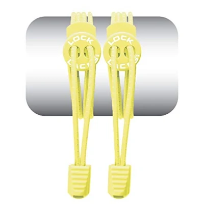 Image of LOCK LACES 674740303259 Elastic Shoelaces Without Bridge, Unisex, Adult, Neon Yellow, One Size