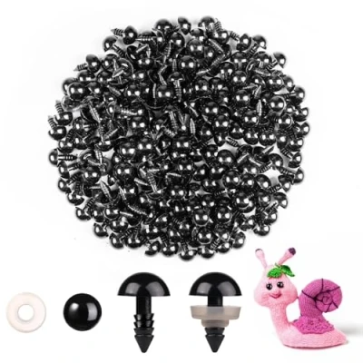 Image of MUCUNNIA 200pcs 10mm Black Safety Eyes for Amigurumi with Plastic Washers Crochet Craft DIY Christmas Decorations Stuffed Animals Crafting