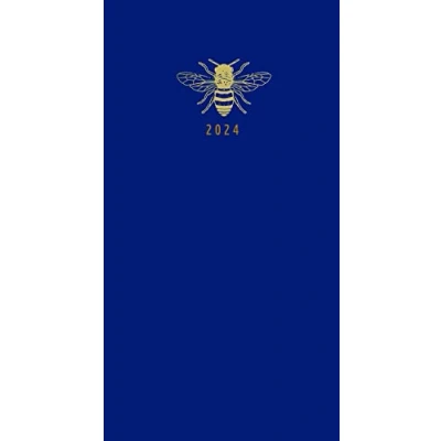 Image of Portico Designs 2024 Sky &amp; Miller Gold Foiled Bee Navy Blue Slim Diary Week to View