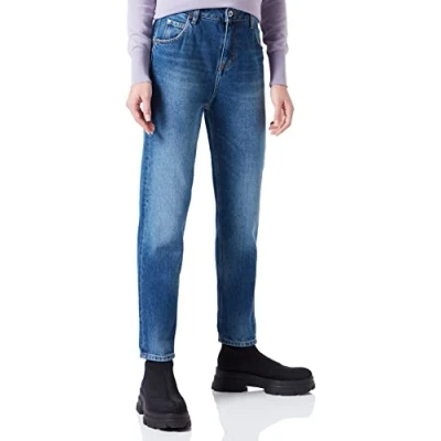 Image of MUSTANG Women&#039;s Moms Jeans, Medium Blue 682, 29W x 30L