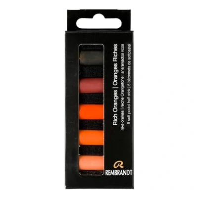Image of Rembrandt Professional Soft Pastel Set Rich Oranges 5 Half Pastels