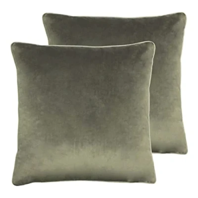 Image of Paoletti Meridian Twin Pack Polyester Filled Cushions, Charcoal/Dove, 55 x 55cm