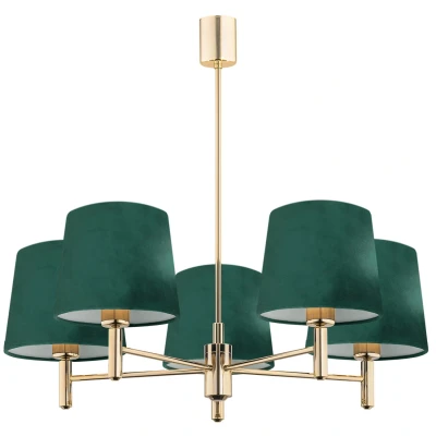 Image of Ponte Plus Multi Arm Pendant Ceiling 5 Light Green, Dark Brass Steel
