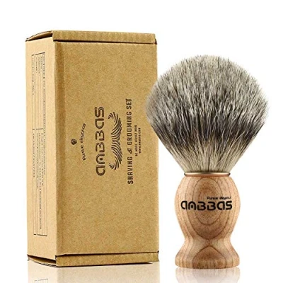 Image of Anbbas Shaving Brush, Handmade Pure Badger Hair Brush with Natural Manchurian Ash Wood Handle for Men Traditional Wet Starer