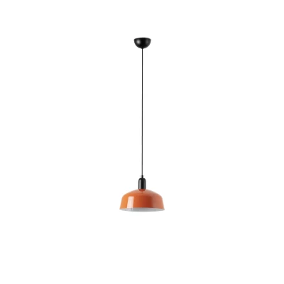Image of Tatawin Medium Dome Pendant Ceiling Light Black, Gloss Reddish Orange 1x E27