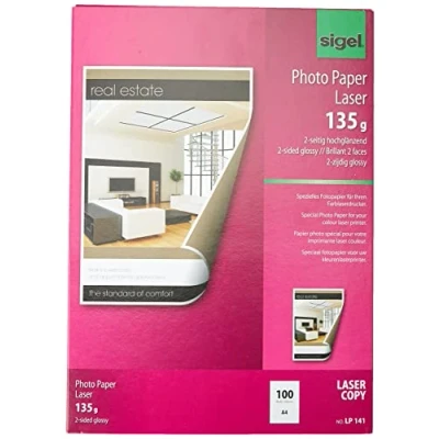 Image of SIGEL LP141 Photo Paper for Colour Laser/ Copier, A4, White, 135gsm, 100 sheets