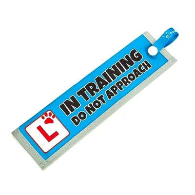 Image of dogkit In Training Do No Approach Space Awareness Sleeve for Reactive Nervous Dogs, Reflective, Waterproof, Double Sided Slip on the Dog Lead (Blue, Learner Sign)